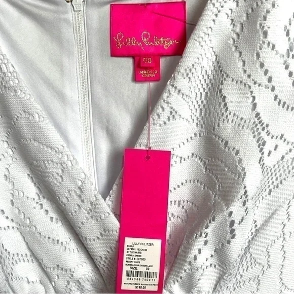 Lilly Pulitzer Resort White Cecilia Dress Bungalow Blossom Lace, Size 00… - Picture 4 of 8